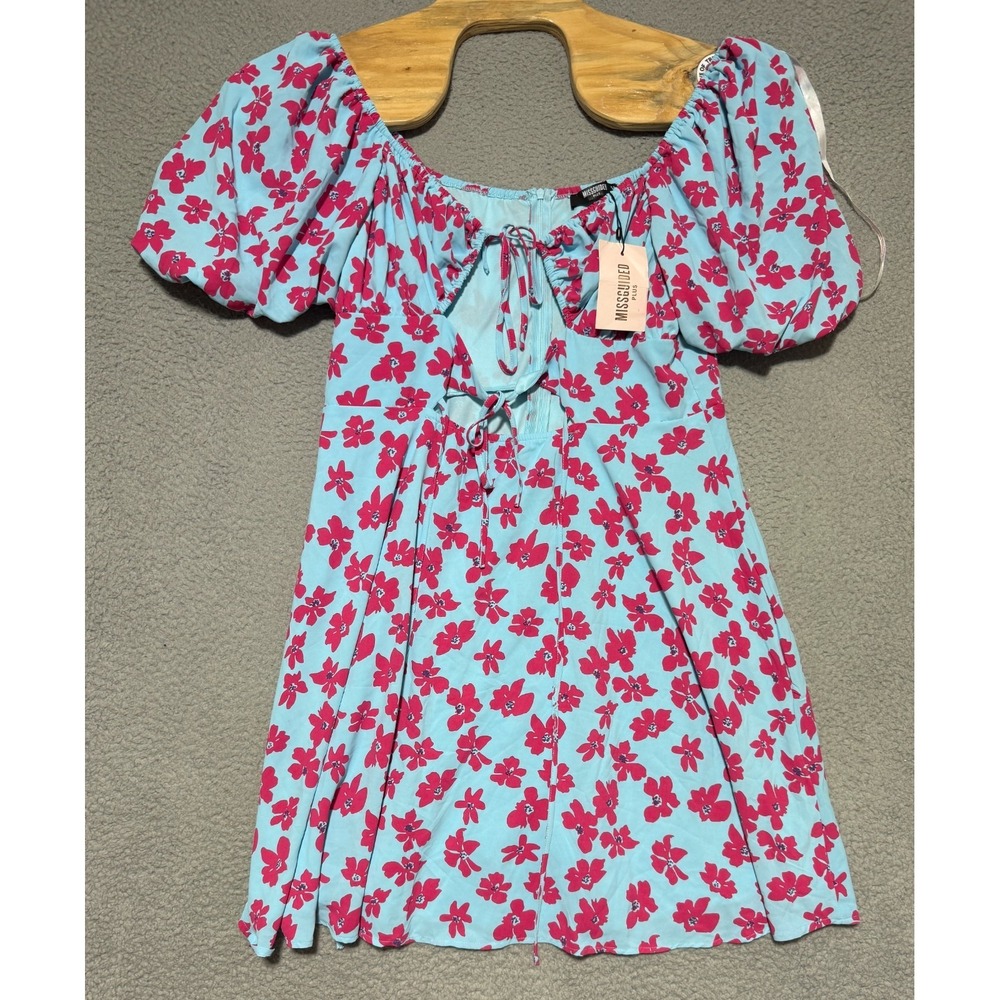 NEW Missguided Plus Cut out Milkmaid Dress Ditsy Floral Womens Size 16